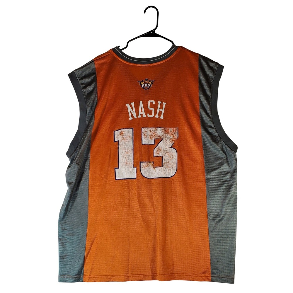 Vintage Reebok Steve Nash Phoenix Suns NBA Jersey Mens 2XL Orange Grey Mesh 13